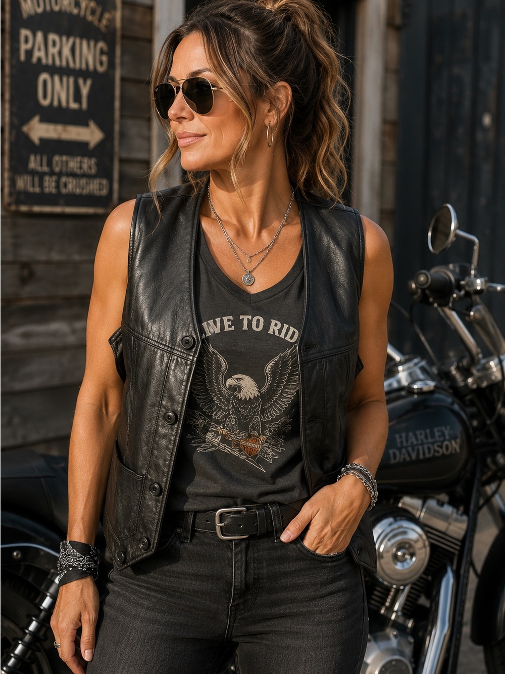 Pelle Studio Wilsons Womens Leather Vest Black Button Moto Biker S Vintage